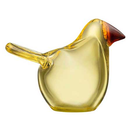 Oiva Toikka Nuutajärvi Iittala bird Flycatcher lemon yellow with copper beak