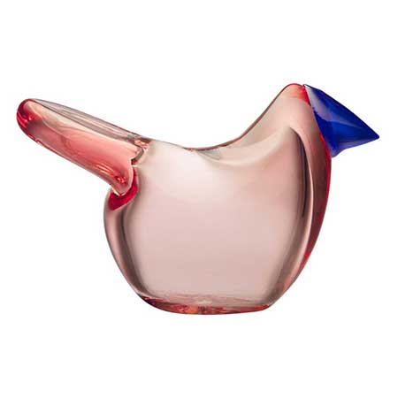 Oiva Toikka Nuutajärvi Iittala bird Flycatcher salmon pink with blue beak