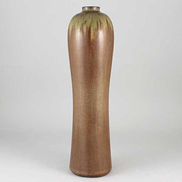 Slender stonware vase with feldspar glaze from the 1950s