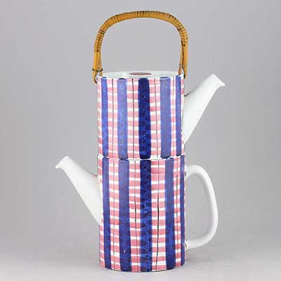 Stig Lindberg Faience Double Teapot (model 100), height 22 cm