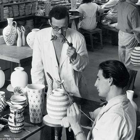Stig Lindberg Faience painter Lennart Svensson with Stig Lindberg