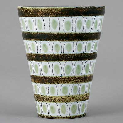 Stig Lindberg Faience Vase with cone shape (model 123), height 16 cm
