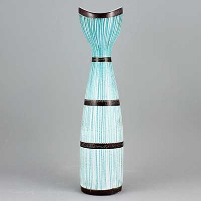 Stig Lindberg Faience Vase with snake shape (model 183), height 29 cm