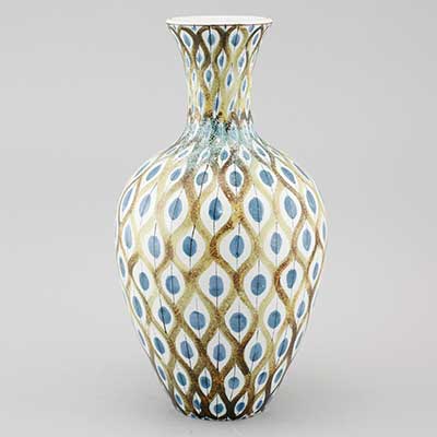 Stig Lindberg Faience Vase with swelling body (model 116), height 40 cm