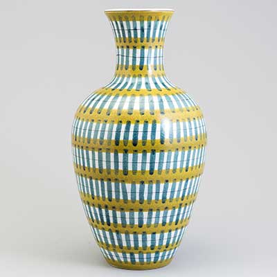 Stig Lindberg Faience Vase with swelling body (model 119), height 40 cm
