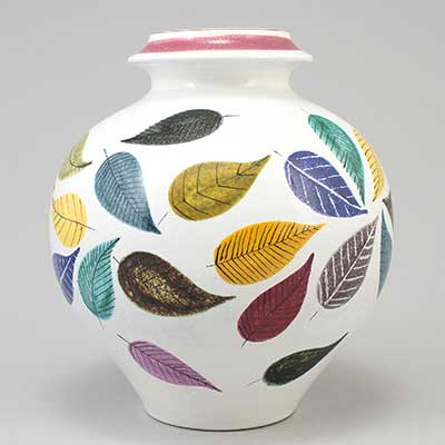 Stig Lindberg Faience Vase with swelling body (model 141), height 19 cm