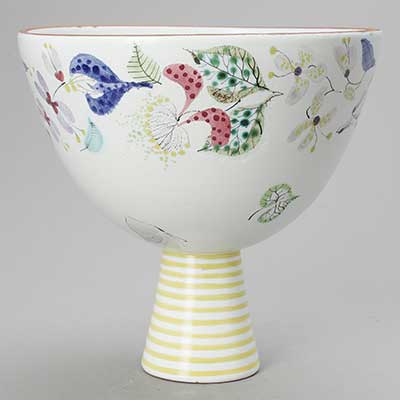 Stig Lindberg Faience Footed bowl (model 157), height 19 cm