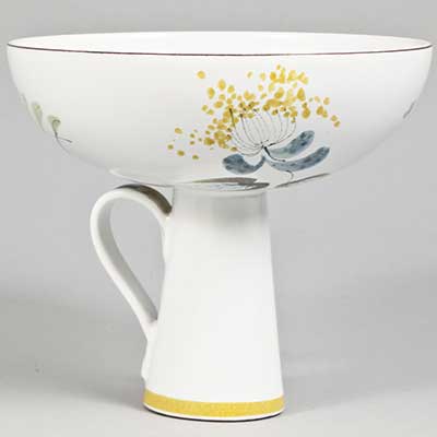 Stig Lindberg Faience Footed bowl (model 158), height 16 cm