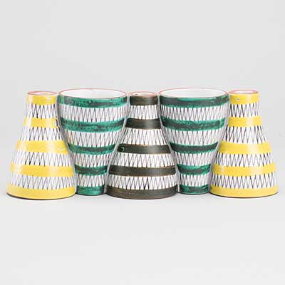 Stig Lindberg Faience Vase ”Snurran” (model 26:5), height 12 cm
