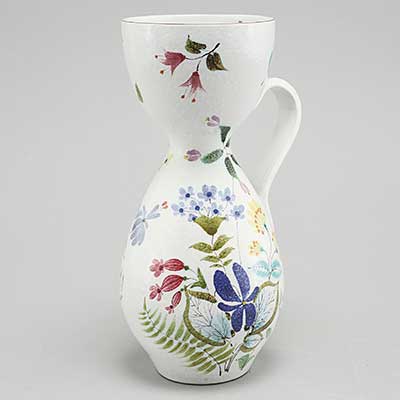 Stig Lindberg Faience Vase with handle (model 161), height 26 cm
