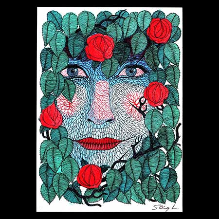 Stig Lindberg Lithography (1979) ”Törnrosa” (Sleeping Beauty)