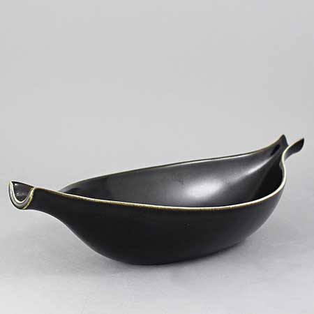 Stig Lindberg Bowl 288 (black), length 26 cm / 10.2 in