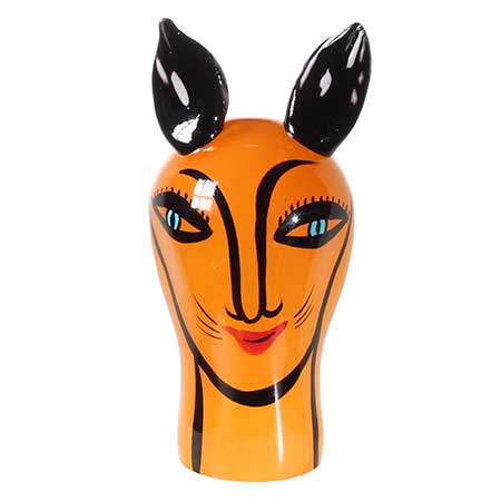 Ulrica Hydman-Vallien’s Kosta Boda Caramba Orange face figurine. (Model 91115)