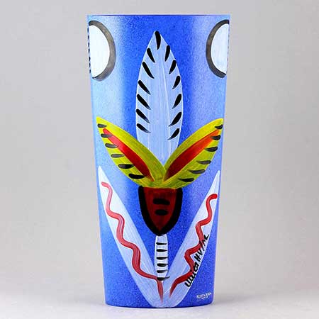 Ulrica Hydman-Vallien Kosta Boda Moonflower Blue vase (model 49700)