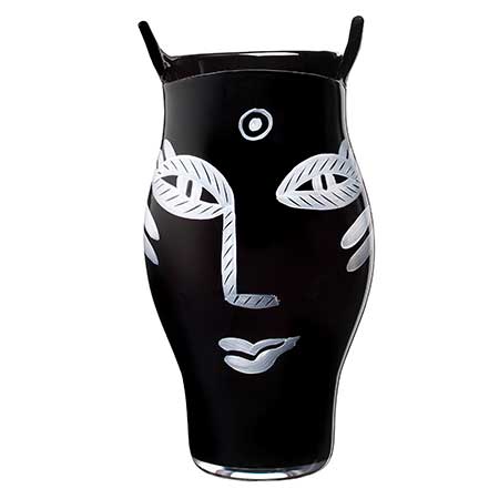 Ulrica Hydman-Vallien Open Minds Kosta Boda Vase. Available in two colors: blue (model 48744), black (model 40834). Height 28 cm