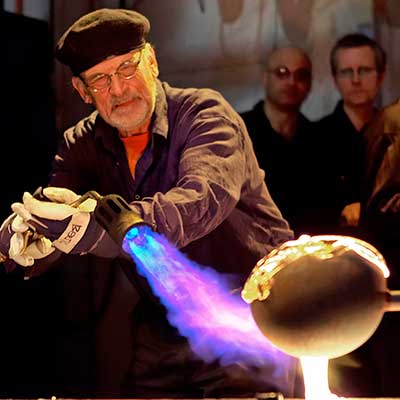 Bertil Vallien with a blowtorch