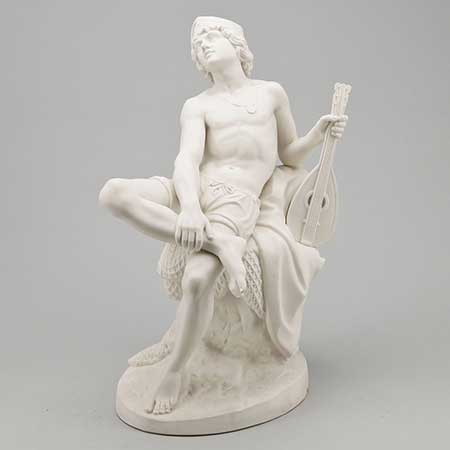 Parian sculpture "Neapolitansk fiskargosse" (Neapolitan fisherboy). 1868-1925. Height 27 cm / 10.6 inches