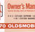 1970 Oldsmobile 442 Cutlass Owner's Manual