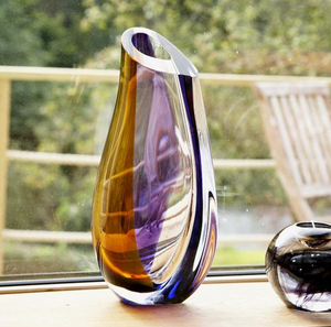 Kosta Boda Orchid Vase Lilac Amber Small Crystal Of Sweden