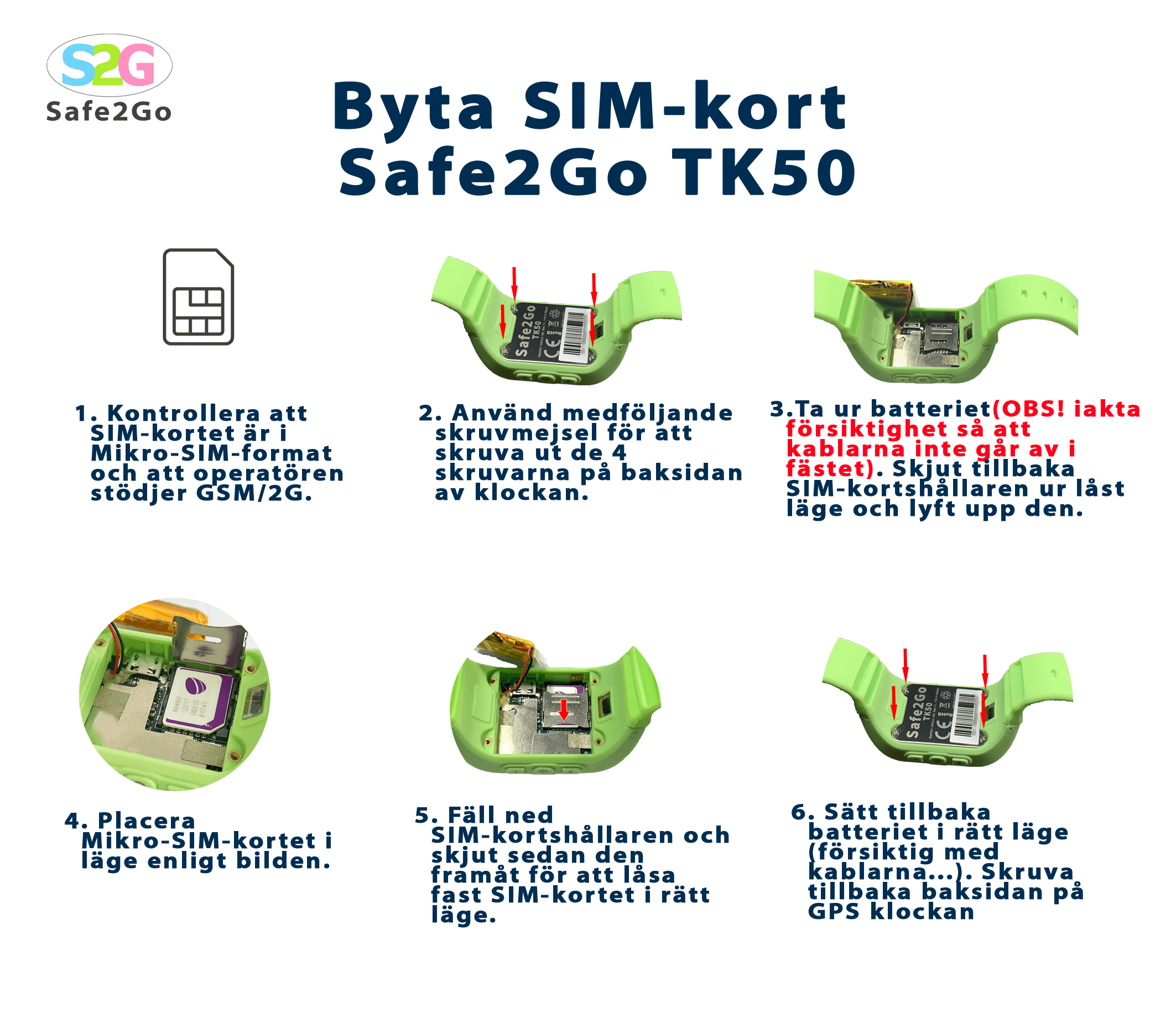 Safe2go Mobilklocka Med Gps Support Sim Kort