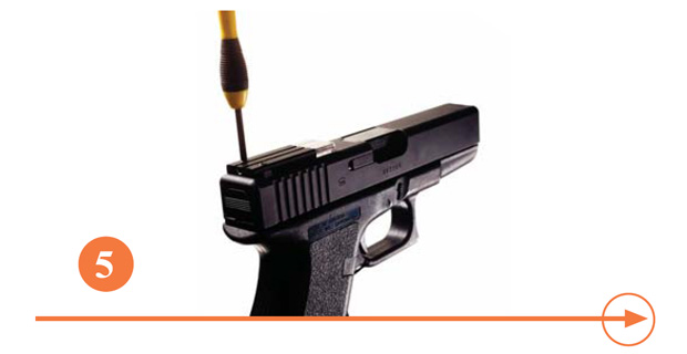 Gradually tighten the T.A.S. sight mounting screws while checking that the front and rear sight are still aligned. Note! Check that the T.A.S. sight mounting screws remain tightened after intensive shooting.