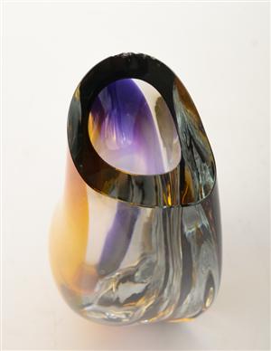 Kosta Boda Orchid Vase Lilac Amber Large Crystal Of Sweden