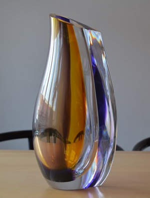 Kosta Boda Orchid Vase Lilac Amber Small Crystal Of Sweden